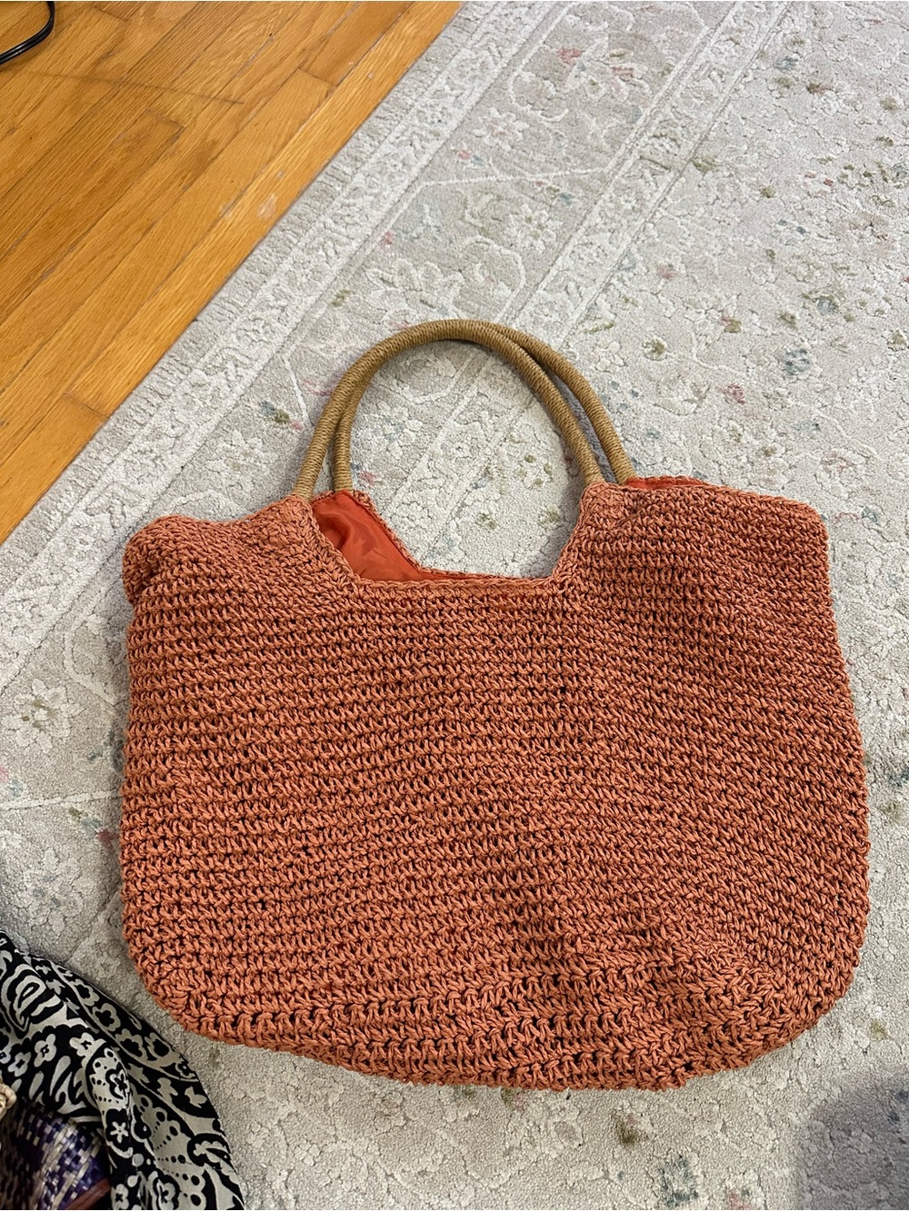 H&M Terracotta Woven Tote with Rope Handles